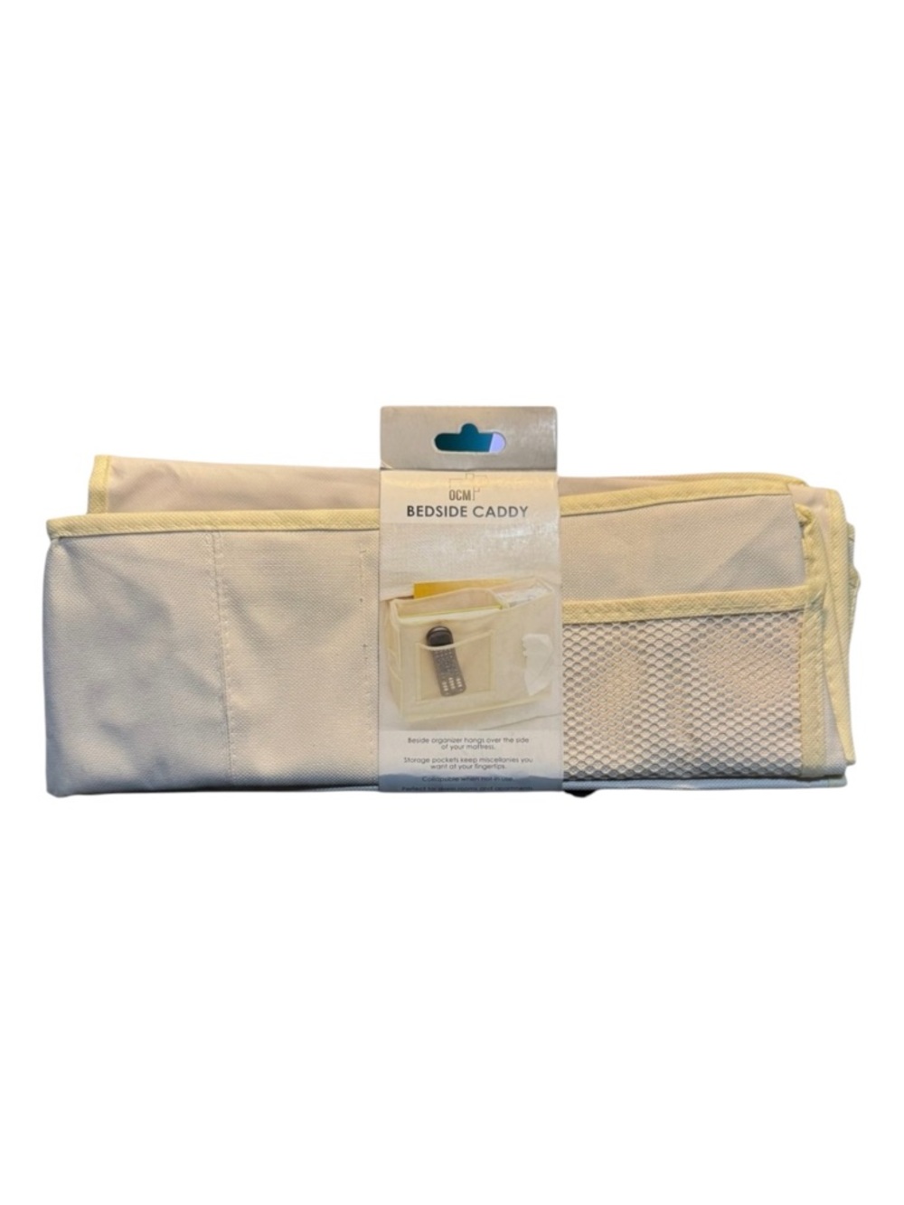 OCM Bedside Caddy DLX Cream Mattress Slide-In Hanging Storage Organizer Dorm New